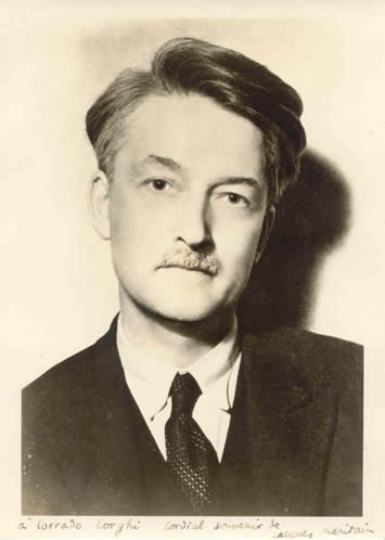 Il filosofo francese Jacques Maritain - in basso, la sua dedica a Corrado Corghi